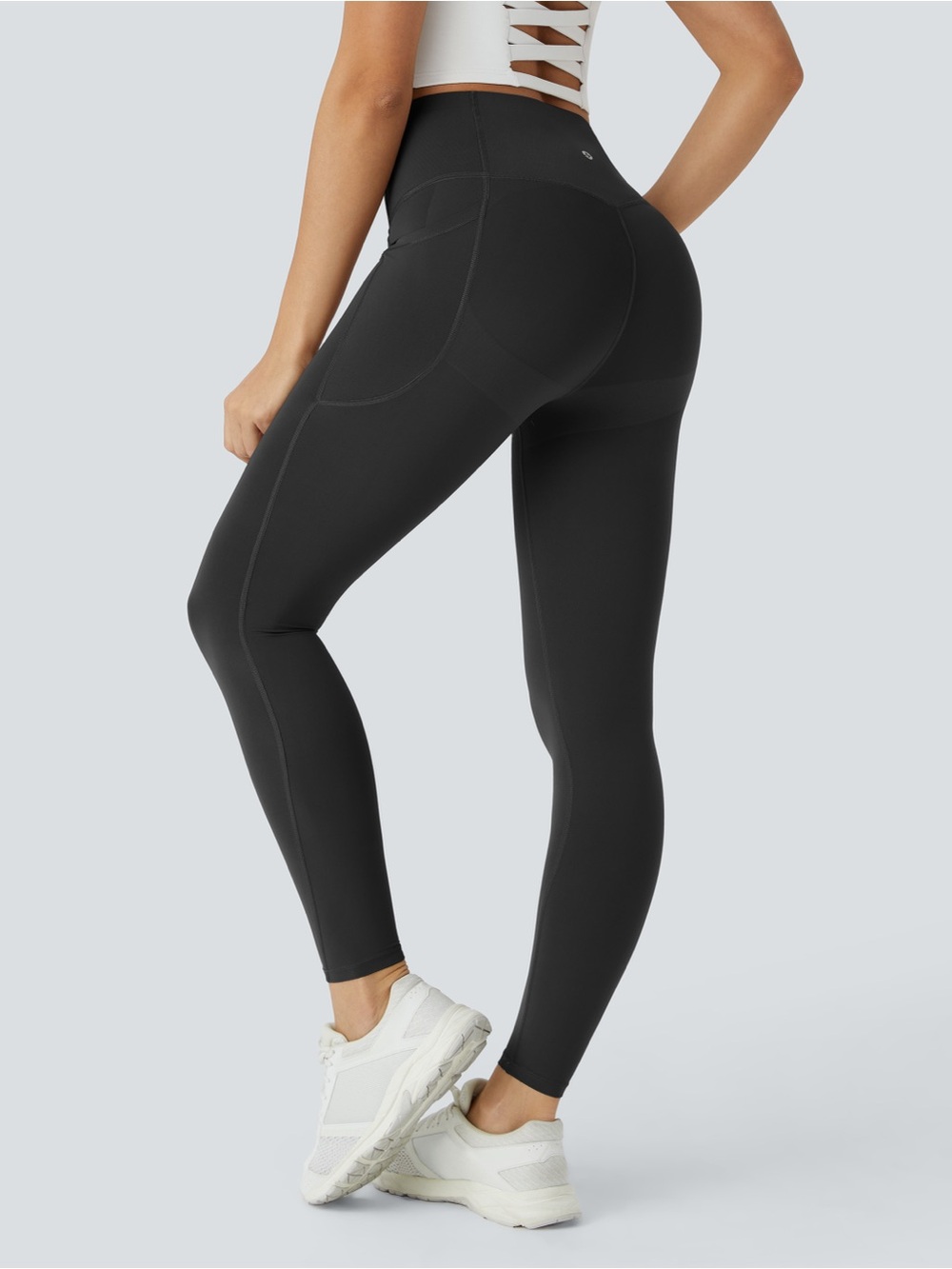High-Rise Black Sculpting Leggings with Side Pocket